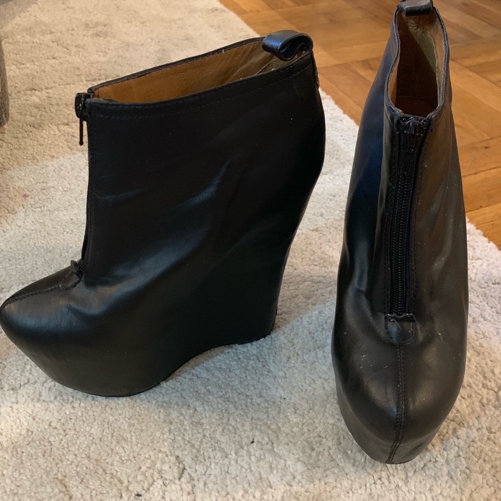 Jeffrey Campbell black platform ankle booties